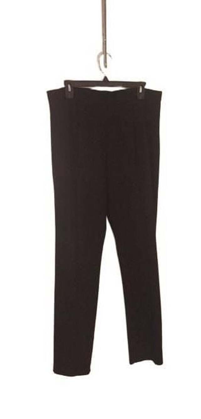 Womens Large-Tall Black Knit Pants Front Seam  Slim Leg Trousers Career Chic